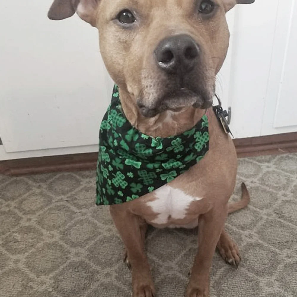 

1 pc St Patrick'S Day Pet Headband Washable Dog Bandana Green Shamrock Print Multipurpose Costume Accessory For Medium Large