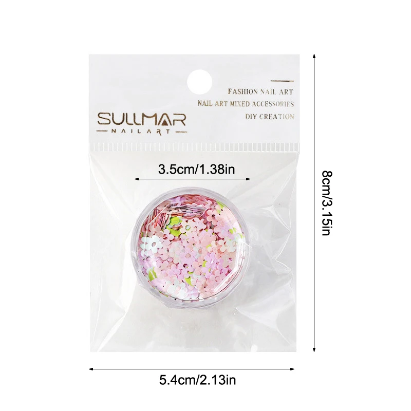 الترتر مسمار الفن الديكور ، مانيكير نصائح سحر للنساء 1 جرة الجوف خارج الزهور مسمار الفن بريق رقائق صغيرة تألق مسمار