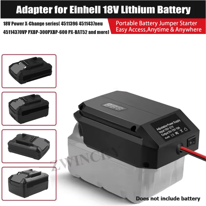 Convertidor Reductor De Voltaje De 18V A 12V Para Batería Einhell Power X-Change, Salida Ajustable 5-13V, Máx. 10A