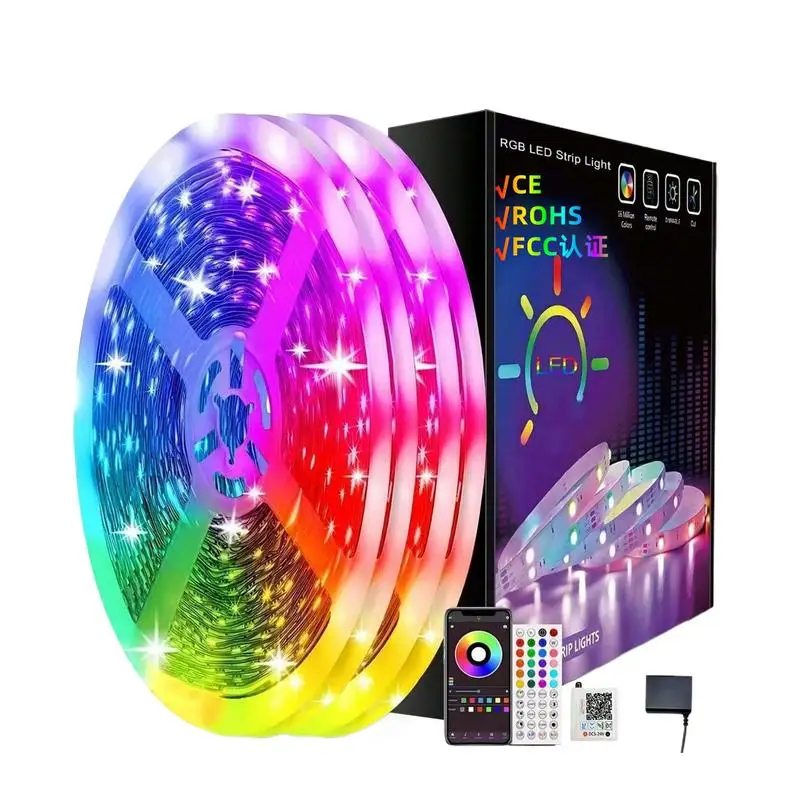 Светодиодные ленты, синхронизация музыки, светодиодные ленты для водонепроницаемых лент с дистанционным управлением и управлением через приложение для украшения спальни