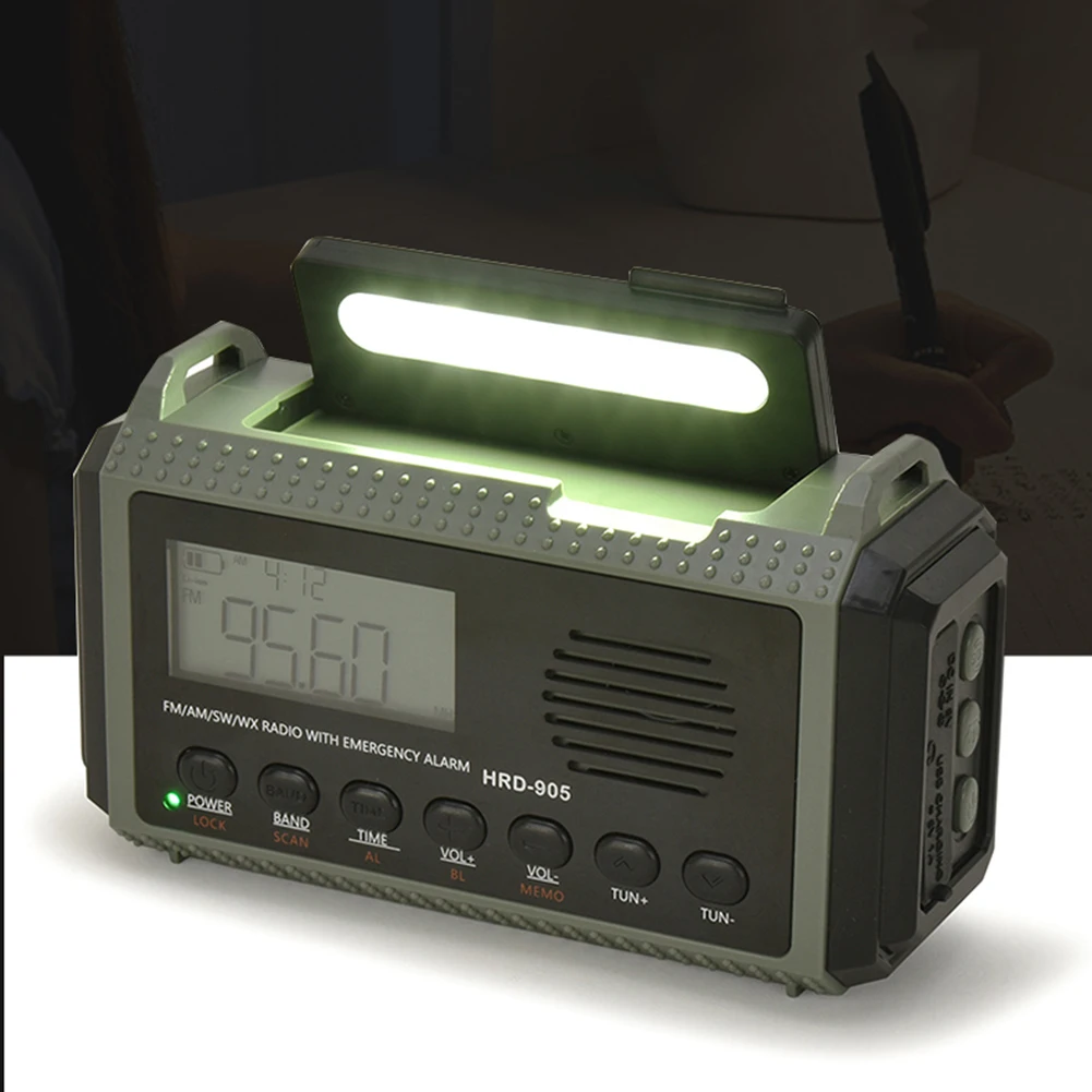

Solar Hand Crank Emergency Radio AM FM SW NOAA Weather Radio 10000MAh Portable Torch Reading Lamp SOS Alarm Power Bank for Outdo