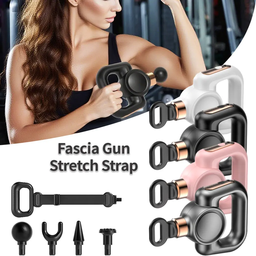 

Wireless Fascia Gun Massager with Stretch Strap High-Frequency Vibration Deep Muscle Relax Body Neck Back Leg Massage Device