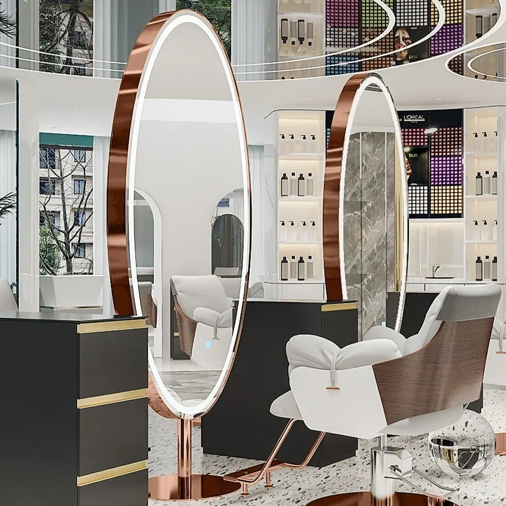 

Internet celebrity barber shop, mirror table, stainless steel, floor mirror, full body, dedicated to hair salon
