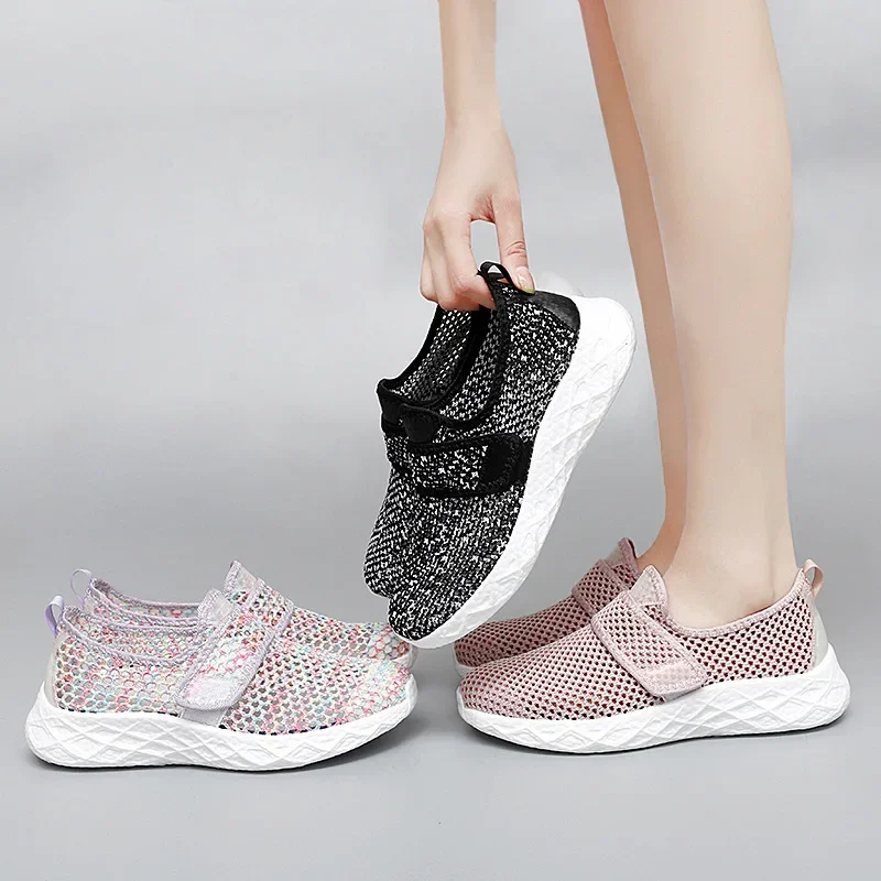 2023 Lightweight Casual Shoes Soft Sole Women Shoes Sneakers Mesh Breathable Slip-On Loafers Big Size 35-42