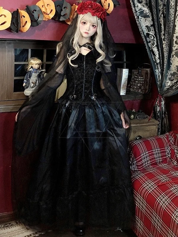 

Halloween Ghost Bride Cosplay Long Skirt Women's Costume Elegant Wedding Gown Traditional Chinese Stage Performance Fashion