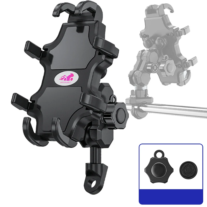 Anti-Theft Vibration Dampening Motorcycle Phone Mount Suitable for 4.7''-7.2'' Phones Holder for Bike ATV/UTV Scooter Handlebar