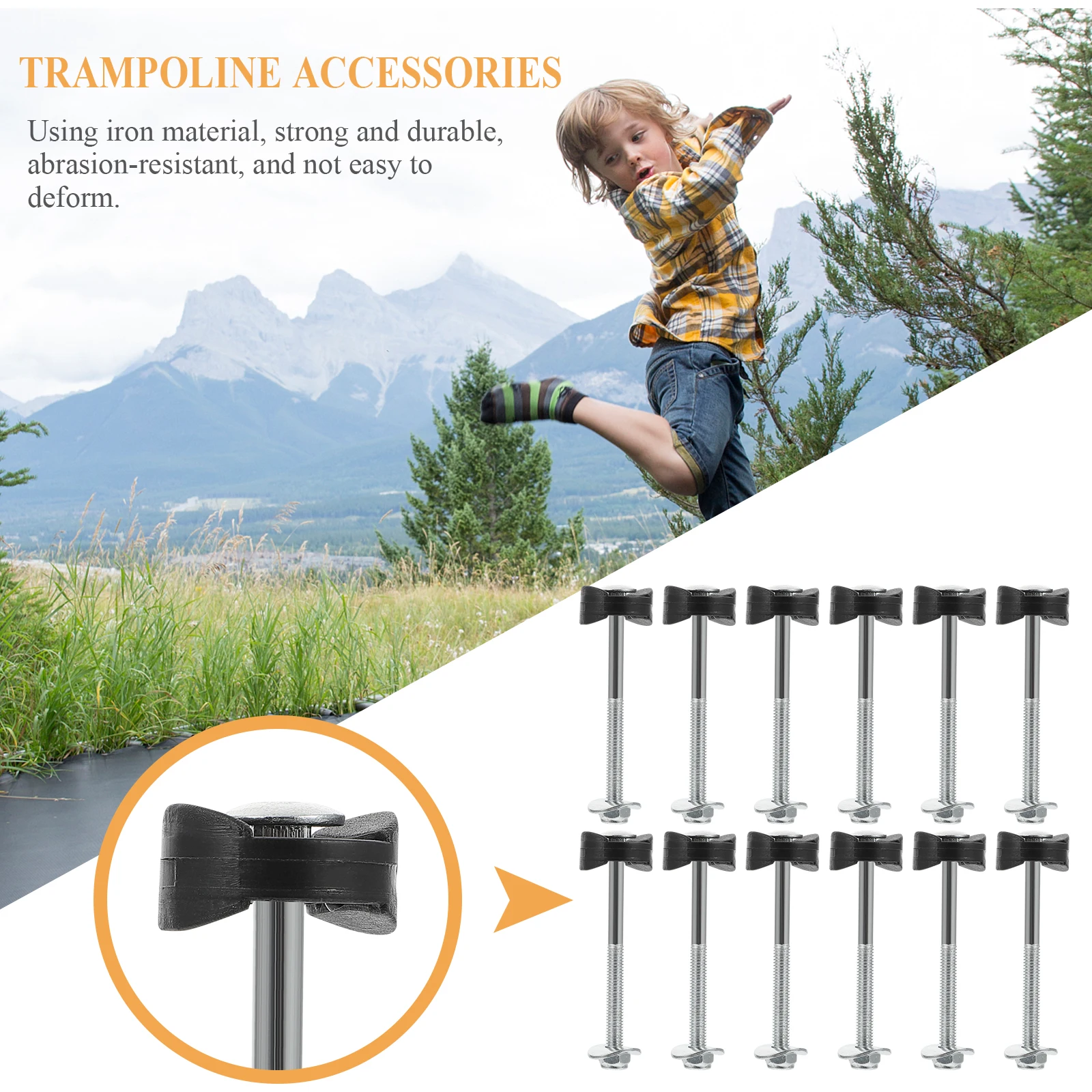 

12 Pcs Trampoline Screws Durable Anti Falling Fixator for Childrens Trampoline Long Screws Set Stable Installation