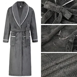 Long Robe Large Size Sleepwear Winter Thicken Warm Couple Flannel Loose Coral Fleece Homewear 4XL Men's Nightwear Bathrobe Gown