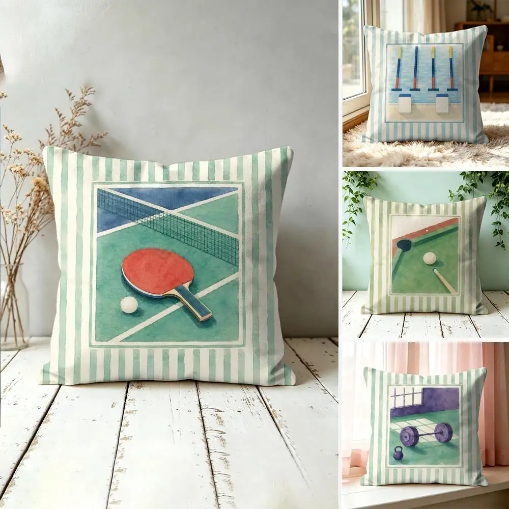 Tennis Basketball Swimming Fitness Cushion Cover Silky Short Plush Invisible Zipper Dustproof Sofa Pillow Case Home Decor