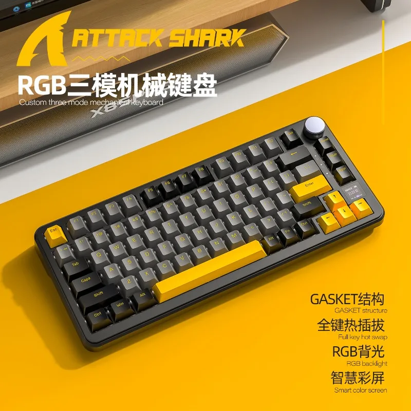 

Attack Shark X85Pro Mechanical Keyboard Wireless Bluetooth Tri Mode Hot Swap RGB GASKET Customization E-sports Gaming Keybaord