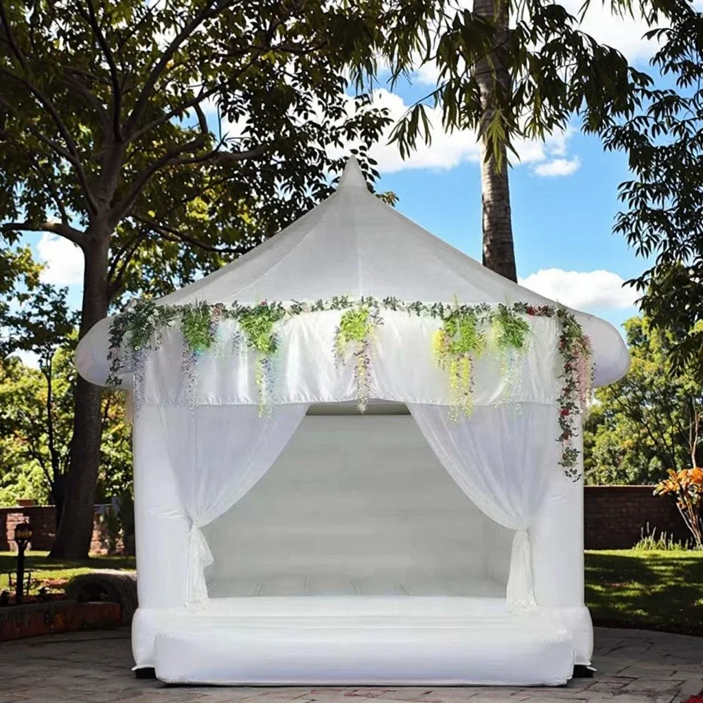 Cheap Moonwalks White Bounce House with Canopy Dome Inflatable PVC Bouncing Castle for Adults Outdoor Wedding Birthday Party