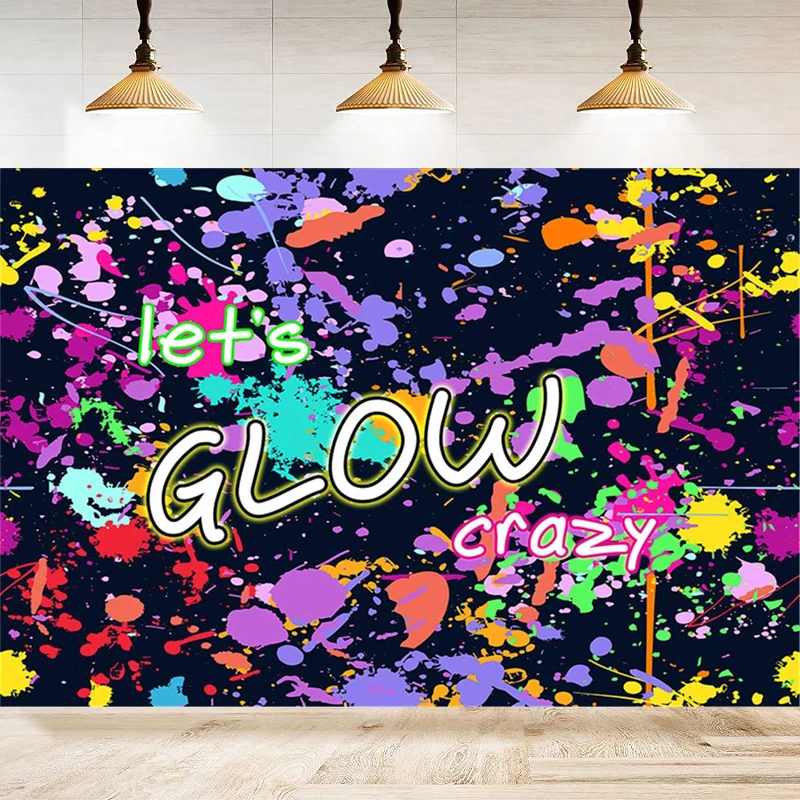 사진 배경 레트로 글로우 파티 테마 네온 장식 배너 네온 테마 생일 파티 배경 포스터