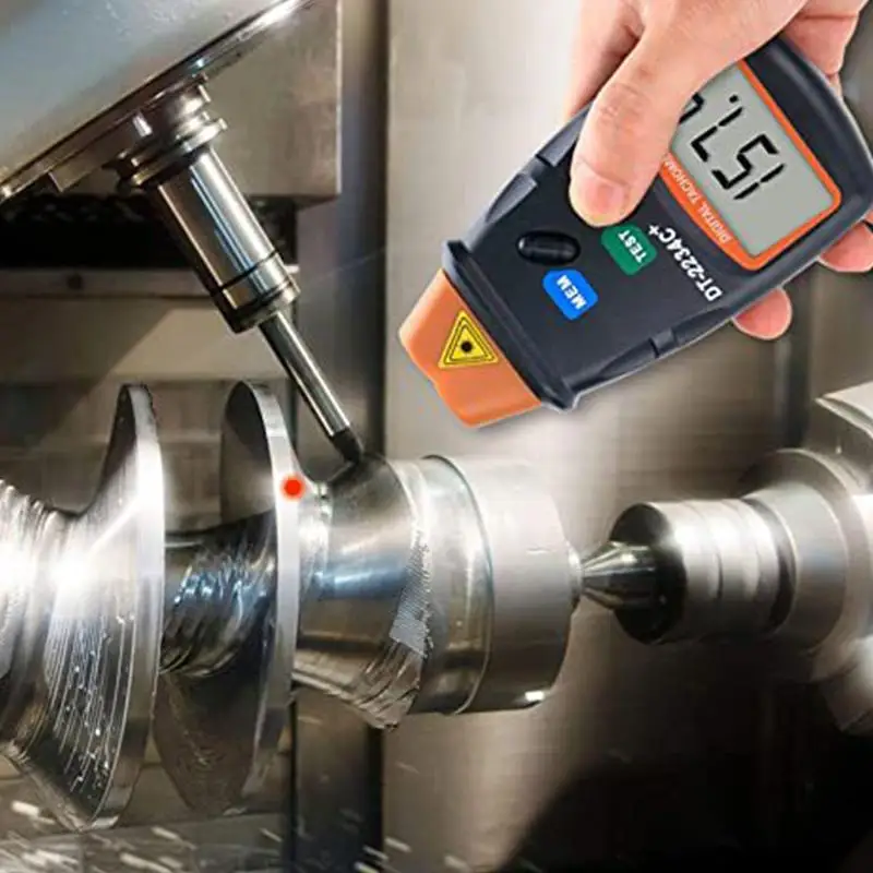 

Цифровой лазерный тахометр-счетчик моточасов L146 x W95 x D45 мм, бесконтактный измеритель скорости вращения двигателя и токарного станка, датчик оборотов (RPM)