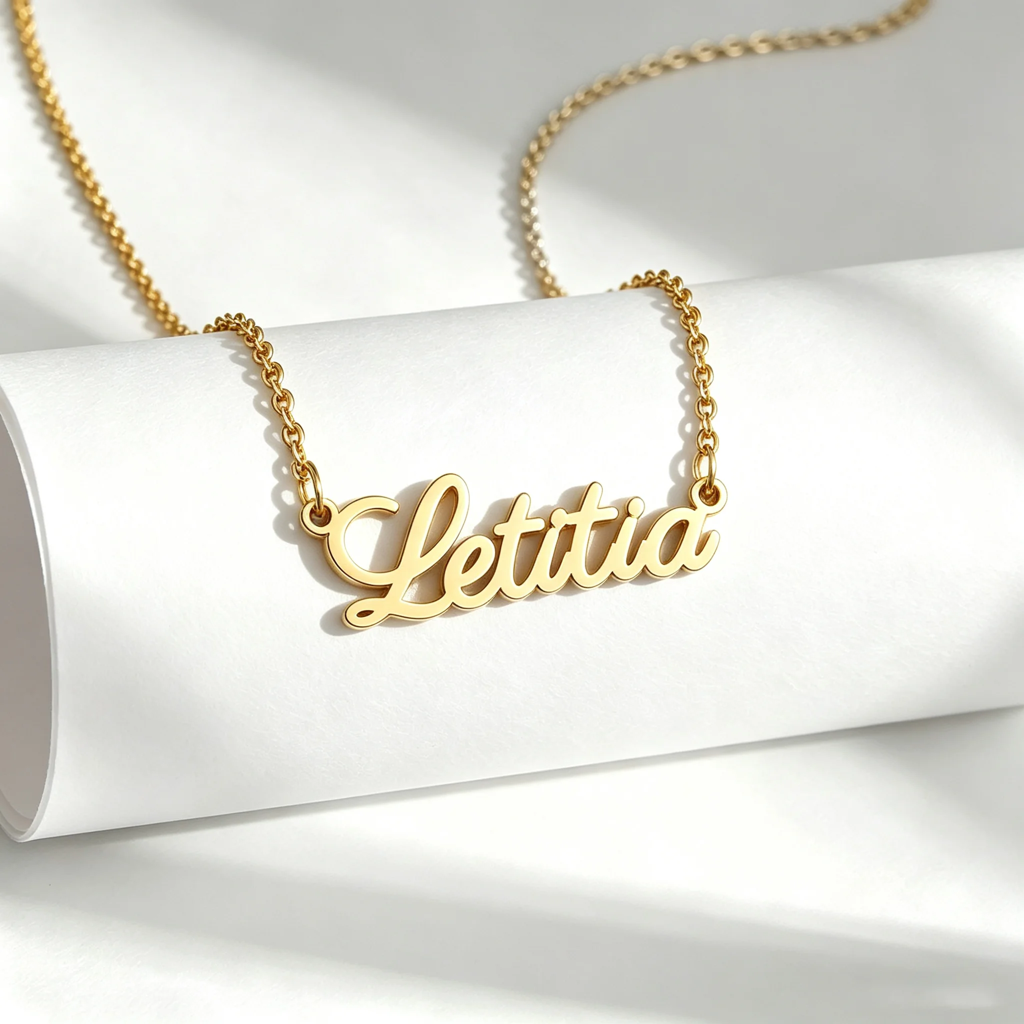 Custom Name Stainless Steel Script Necklace Engraved Name Minimalist Luxury Ins Style Gold Silver Birthday Anniversary Gift