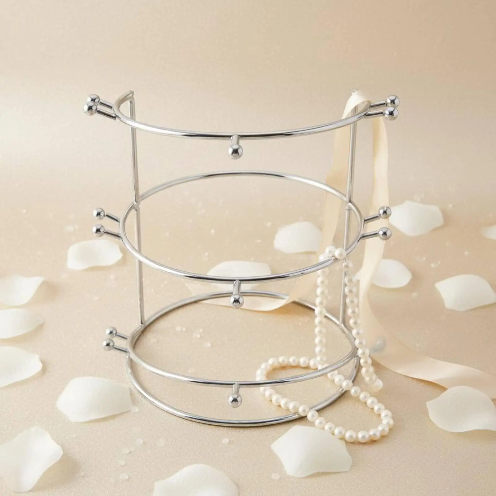 Alloy Bridal Crown Display Stand with Three Tier Elegant Headpiece Holder for Wedding Boutique Vanity