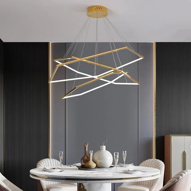 Modern luxury gold LED pendant lamps living room dining room lamping decoration polygonal metal pendant lamps