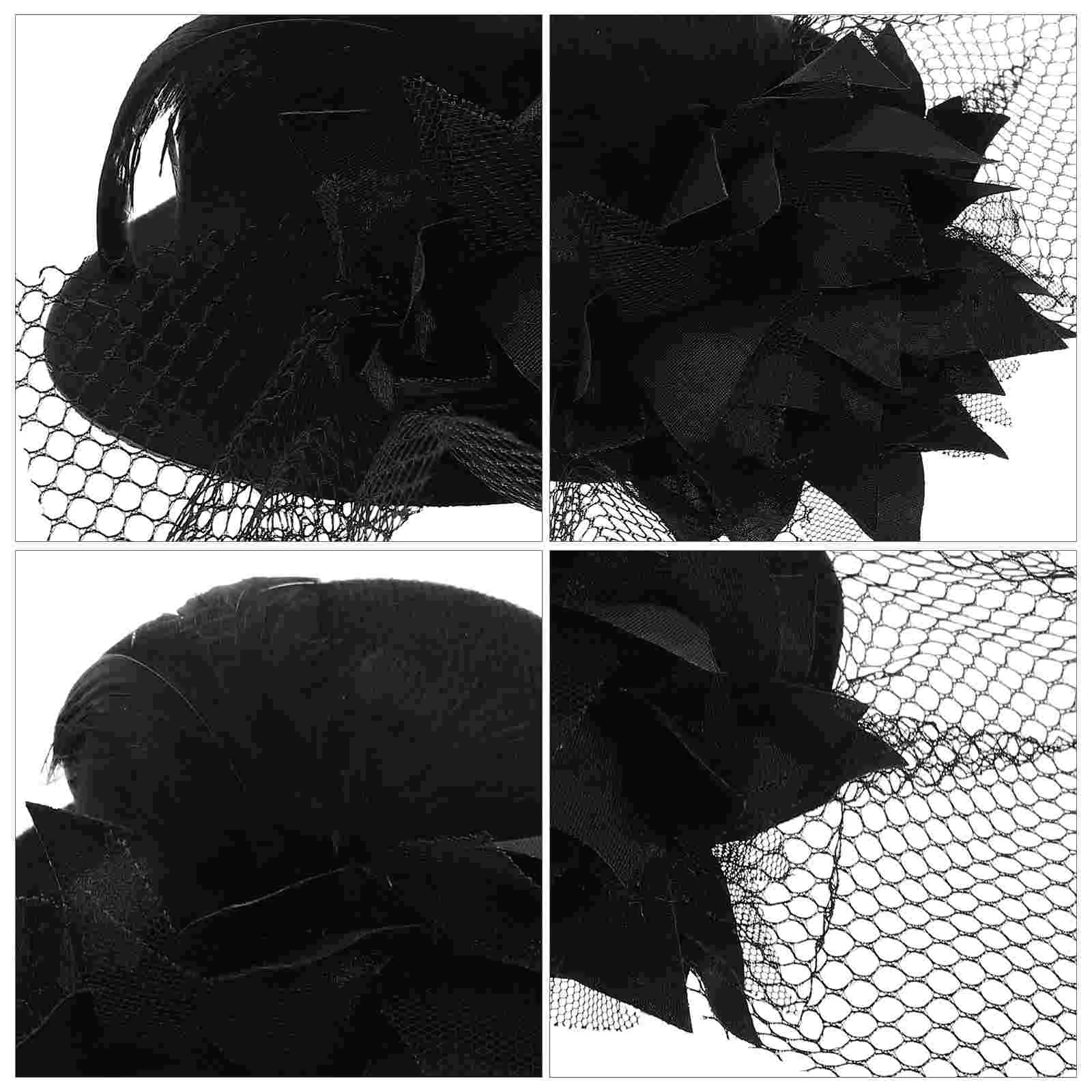 Fashion Women's Ladies Flower Decor Hair Clip  Fascinator Burlesque Punk Mini Hat - One Size (Black)