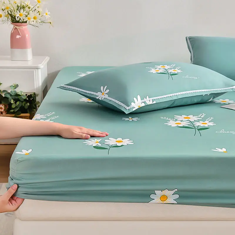 WOSTAR Daisy printed elastic fitted sheet mattress protector cover soft bedspreads couple 2 people double bed bedsheet king size