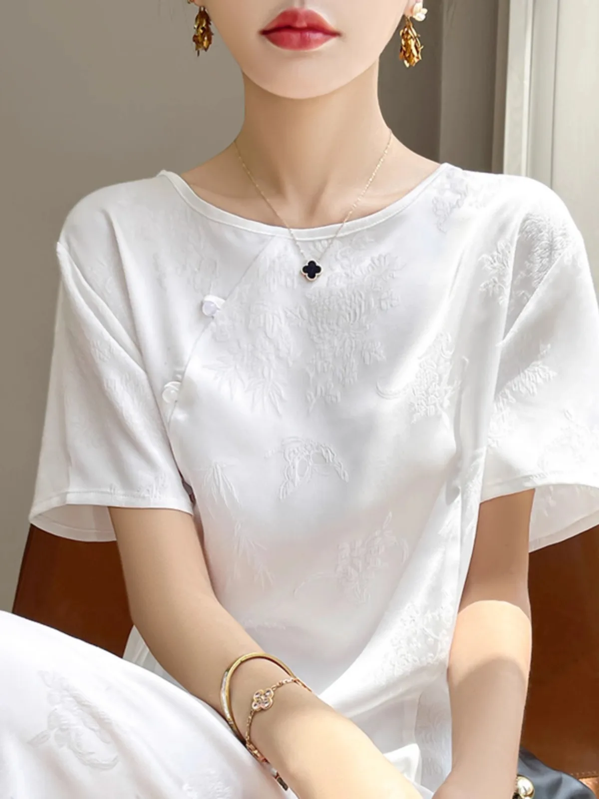 Ele chinois Sle rond Ne soie Satin imprimé minceur longue Dr Triacéate taille haute a-ligne jupe pour les femmes été