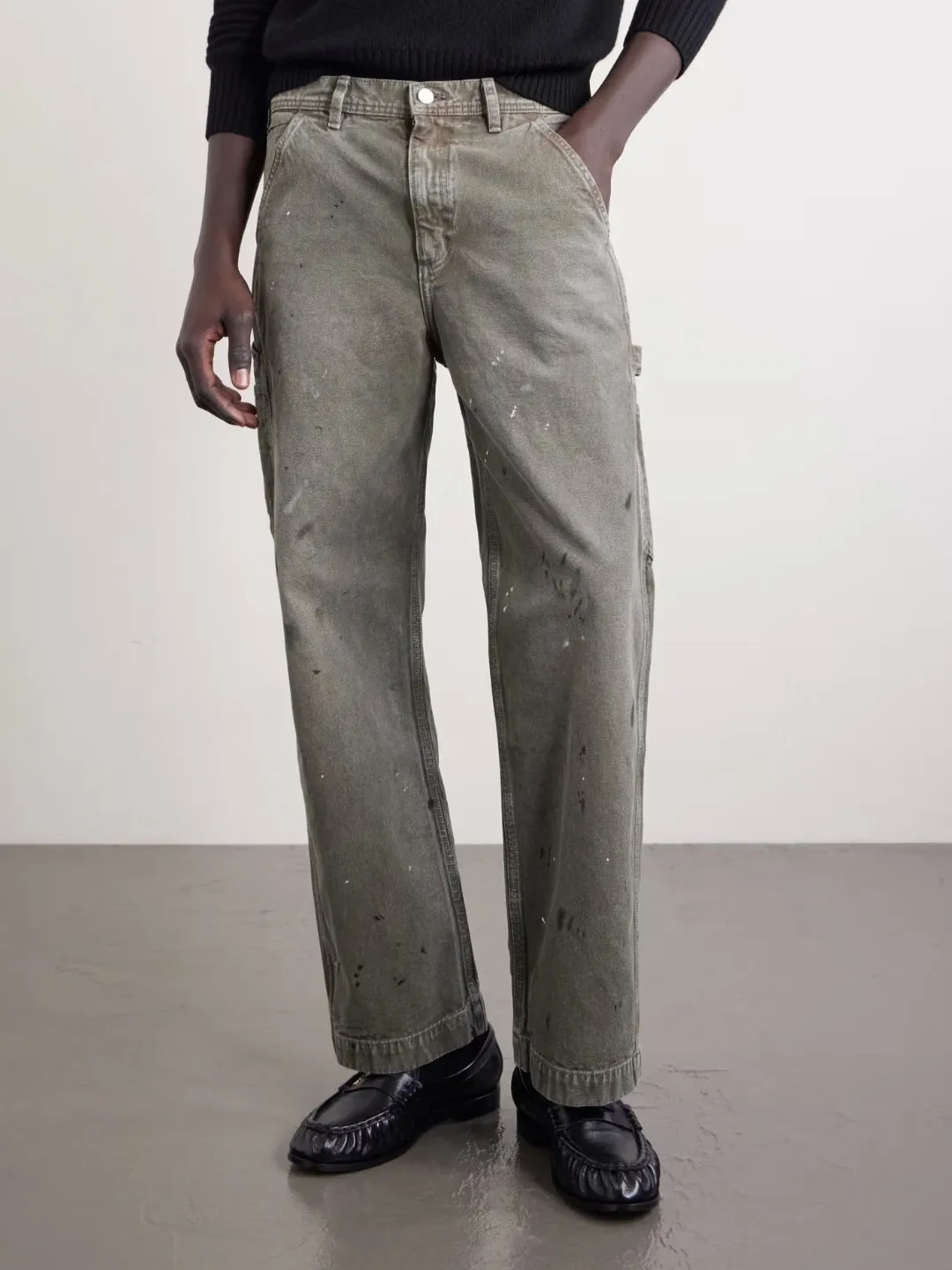 

Straight Leg Pure Color Button Denim Jeans Men Women Trendy Graffiti Washed Casual Cotton Trousers mid Waist Fit Summer