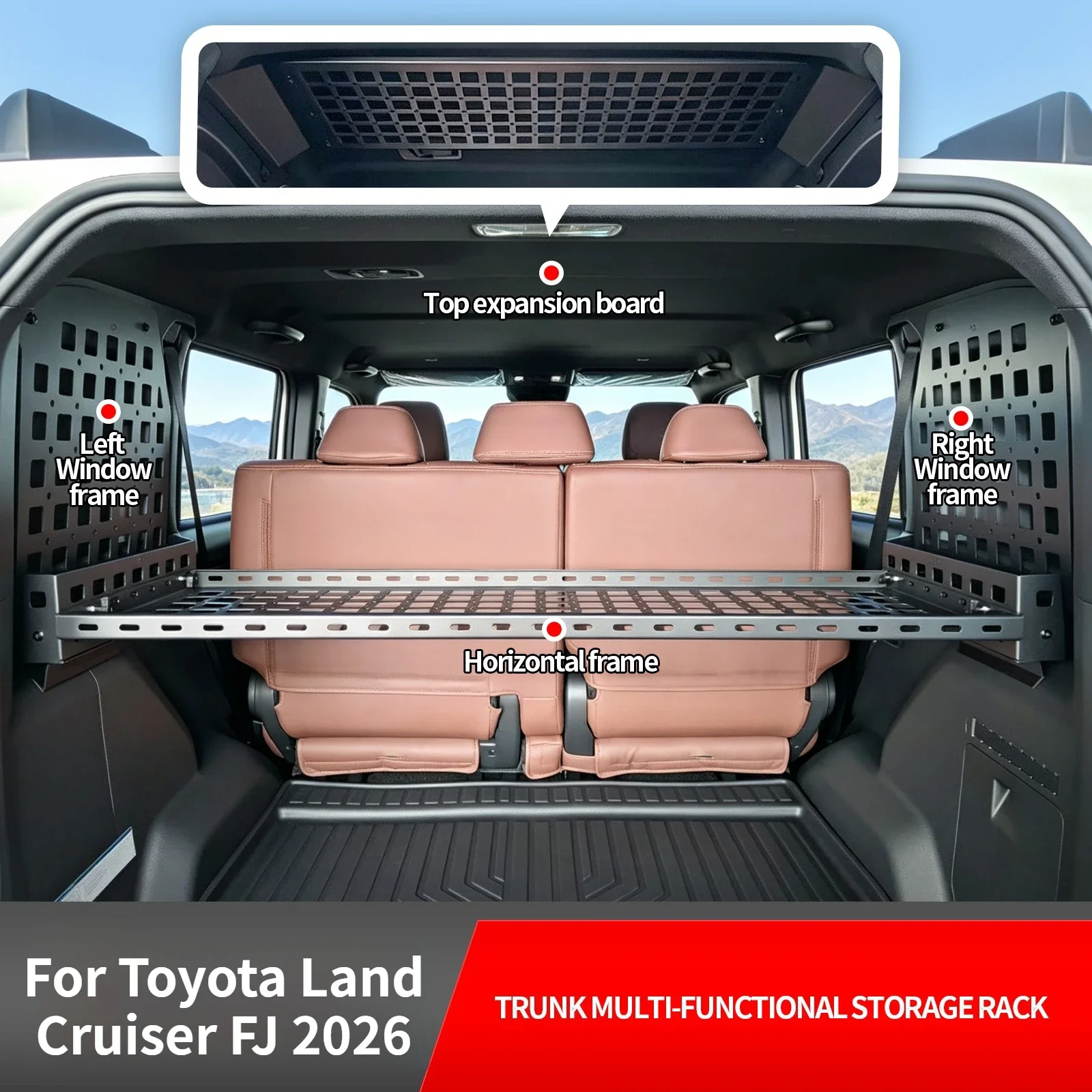 For Toyota Land Cruiser FJ 2026 Car Rear Trunk Expandsion Storage Rack Horizontal Frame Left and Right Window Frame Modified detail image 1
