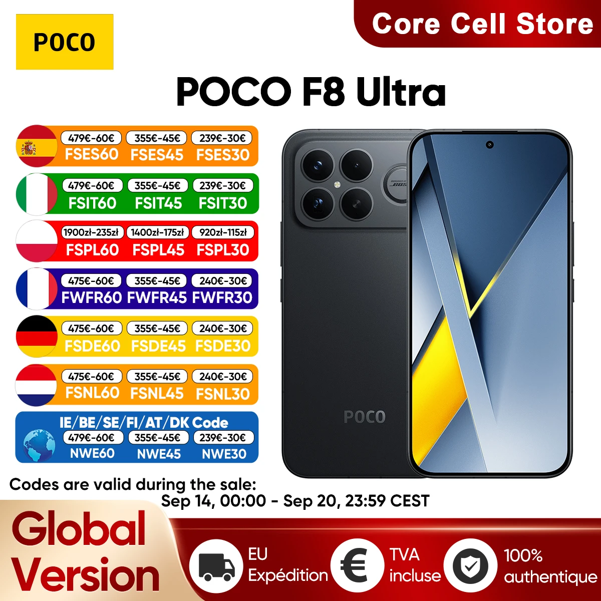 Globale Version Smartphone POCO F8 Ultra 5G Snapdragon ®   8 Elite Gen 5 6,9' Augenschonendes AMOLED-Display 6500mAh 100W HyperCharge NFC