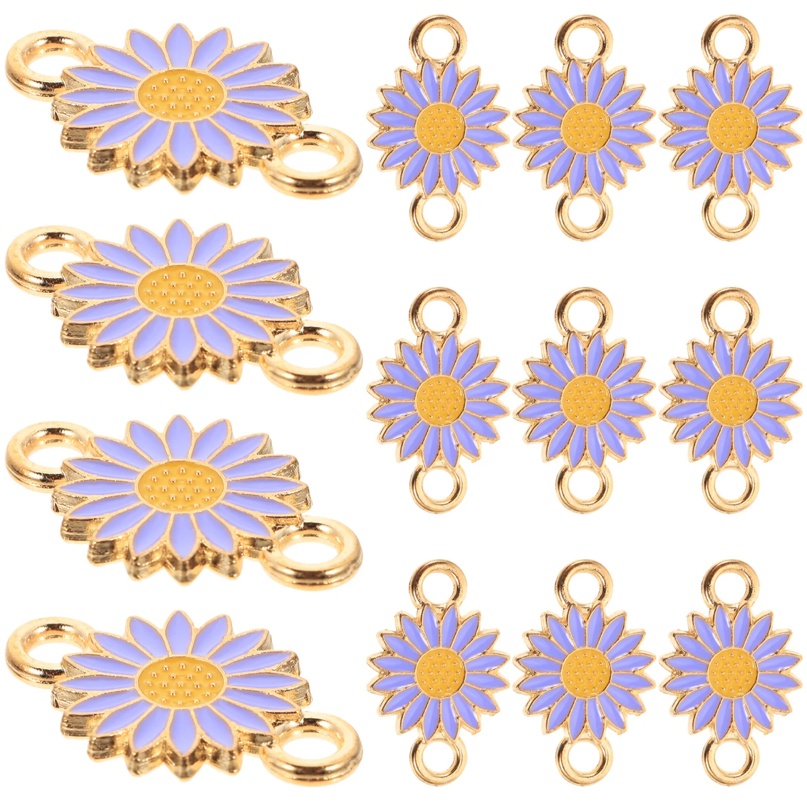 Sunflower Charms Connectors 20Pcs Alloy Enamel Floral Daisy Flower Double Links Pendants Floral Connector Charm Flower Bead Diy