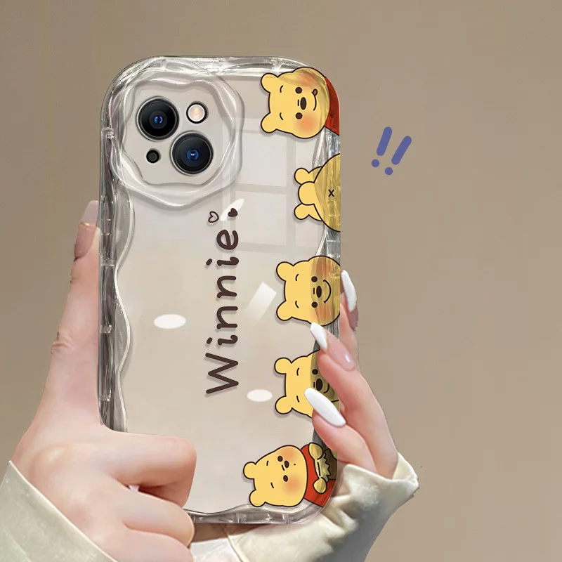 Winnie the Pooh Cartoon Anime Disney Suitable Apple 15 14 13 Phone Case All Inclusive Transparent Fashion Trendy Phone Case