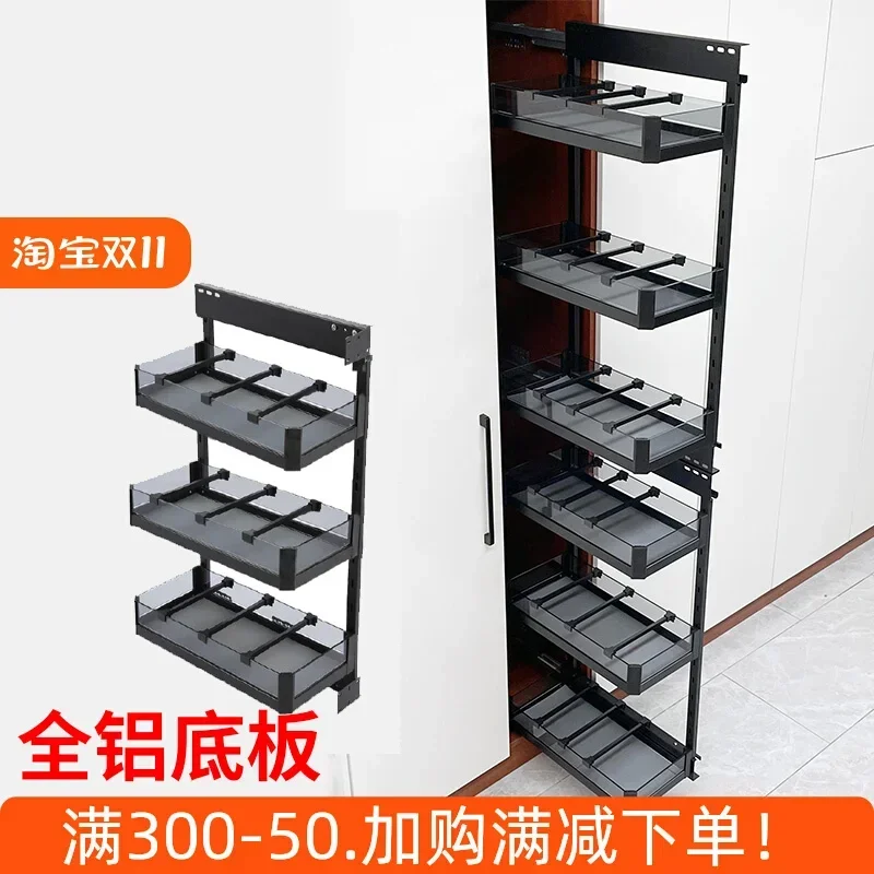 

Kitchen Half Wall Cabinet Drawer Type Big Monster Multi-layer Seasoning High Cabinet Deep Side Pull Basket Cabinet Super