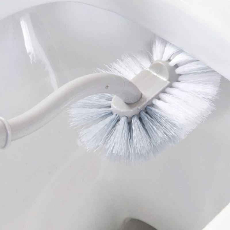 Toilet Brush with Soft Bristle Toilet Brush Wall Mounted Cleaning Brush WC Brush Deep Cleaning Compact Handle