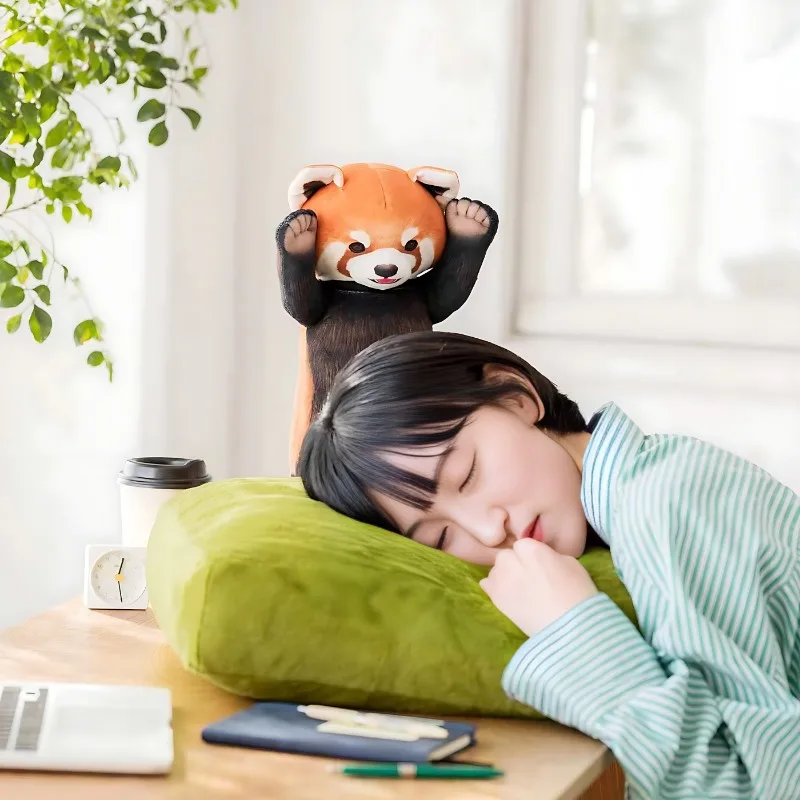 

Japanese Creative Siesta Pillow for Home Ornament, Cute Cartoon Raccoon Cushion, Red Panda Plush Doll, Creative Home Ornament