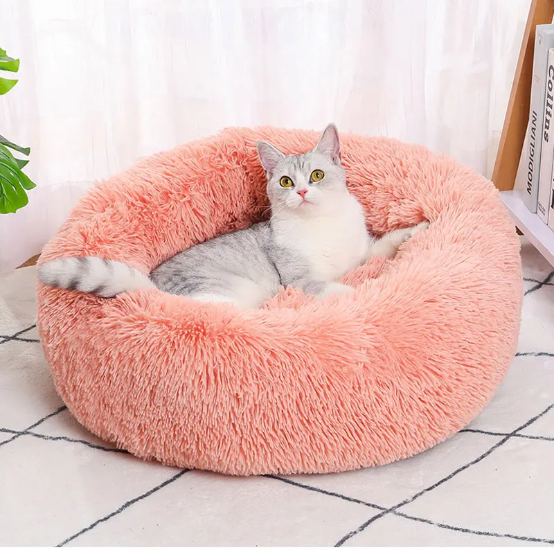 40-60cm Rundes Haustierbett für Große Hunde Superweiches Katzenbett Langhaariges Hundekissen Katzenmatte Tier-Schlafsofa – Detail 2