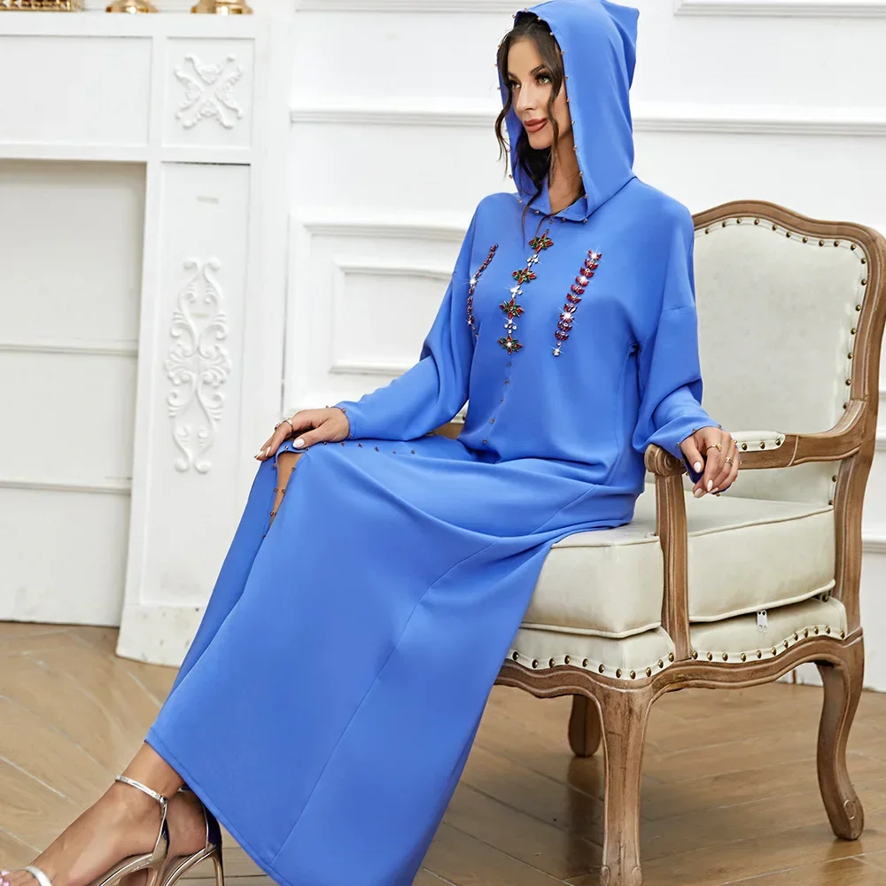 Eid fête diamants robes pour femmes marocain Djellaba musulman Abayas turquie Robe Ramadan caftan fête dubaï Robe Islam Jalabiya
