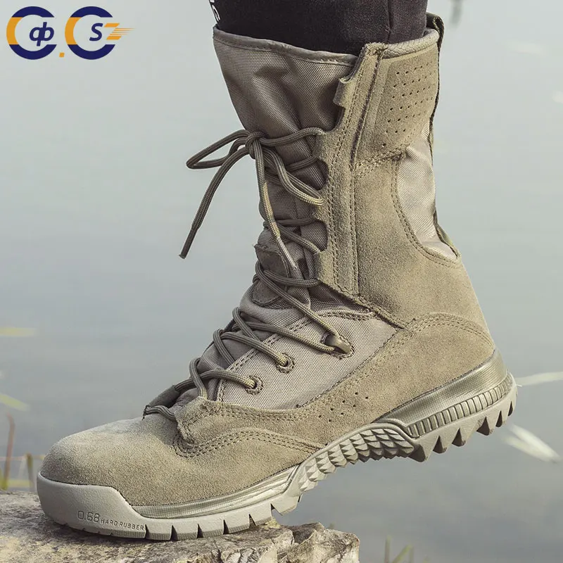 New High-Top Combat Boots Summer Ultra-Light Wear-Resistant Combat Desert Hiking Shoes Outdoor Security Guard Shoes men