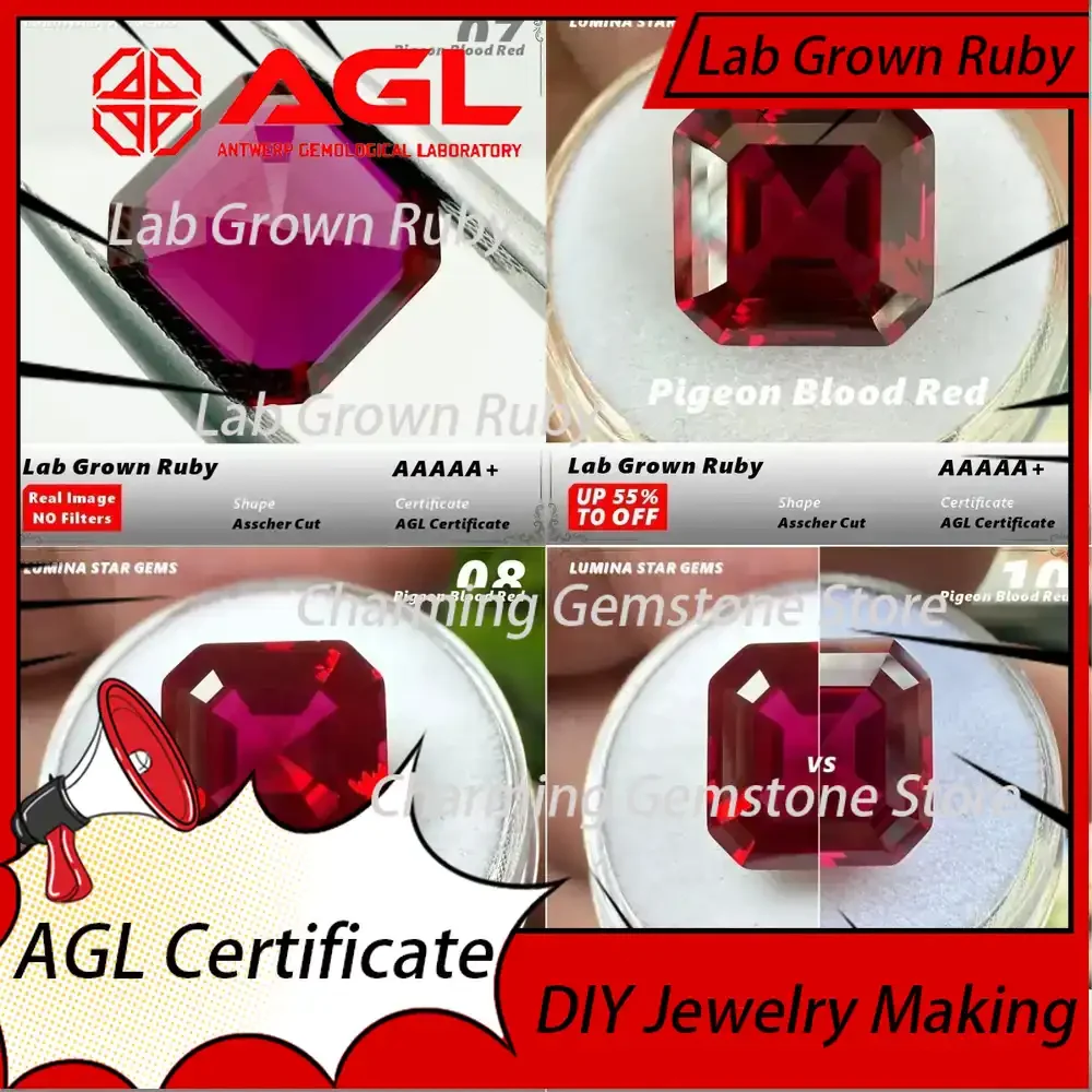 

Lab Grown Ruby Asscher Cut Pigeon Blood AAAAA+ Loose Gemstone for DIY Jewelry Making Lab Grown Sapphire Blue Gemstone for