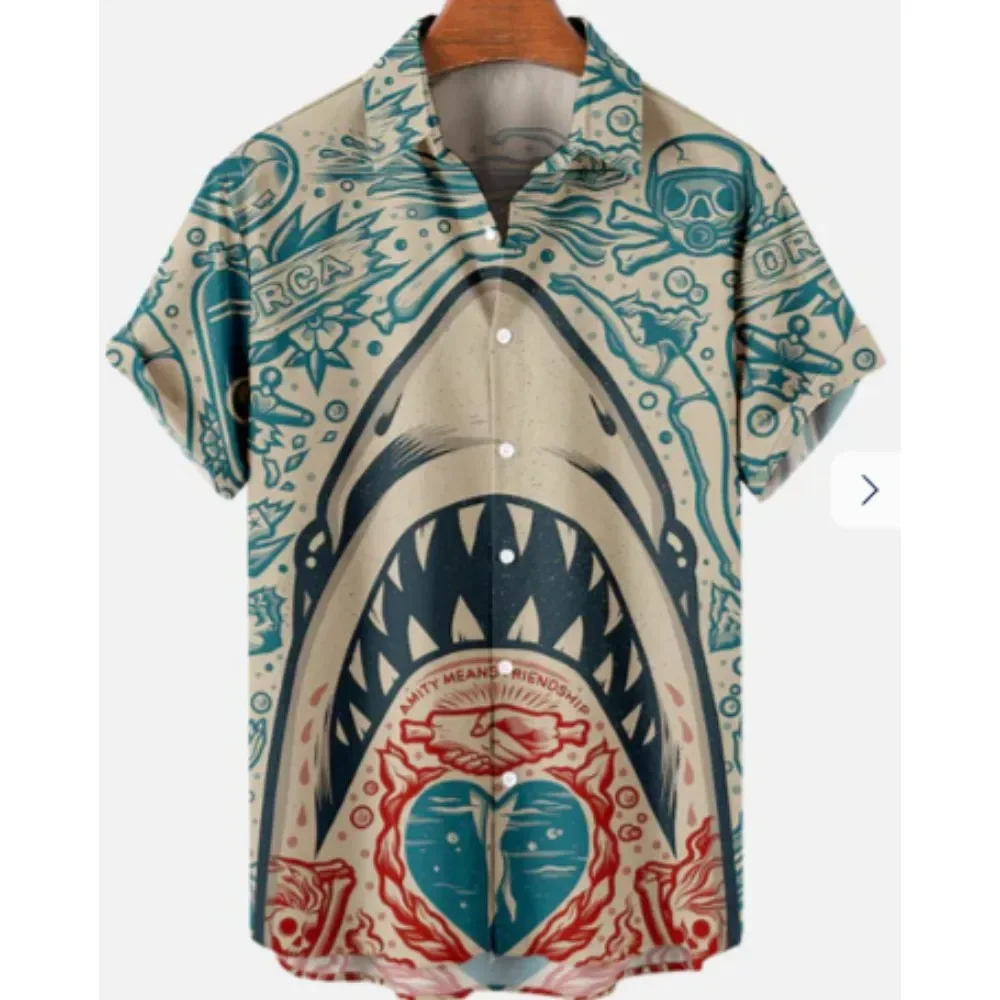 2024 Summer Men's Hawaiian Shirt Retro Wave 3D Printed Casual Men's and Women's Shirt Plus Size Short Sleeve Lapel Baggy Fashion