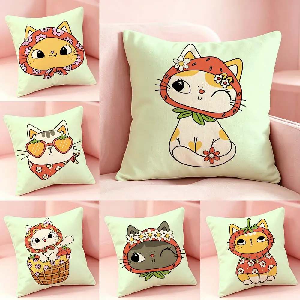 Bandana Cat Cushion Cover Pillow Short Plush Pillow Cute Simple Style For Living Room Bedroom Birthday Gift