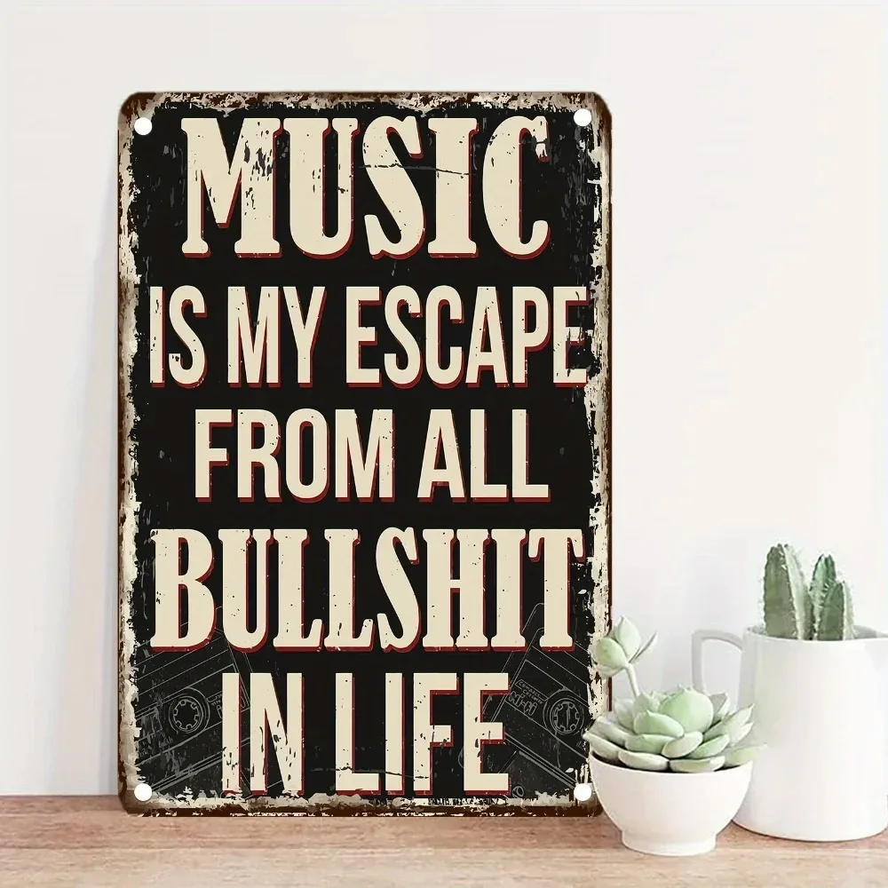 

Vintage Music Metal Tin Sign: 12x8 Inches Rustic Wall Art for Home, Bar, or Farm Decor - Durable Iron T199