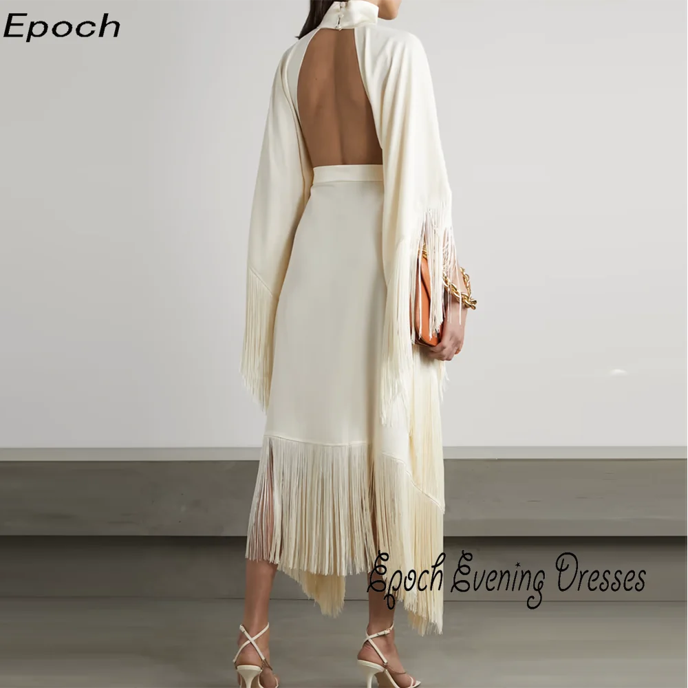 Epoch-vestido de noche de crepé para mujer, traje elegante con borlas para fiesta de cóctel y graduación, 2024