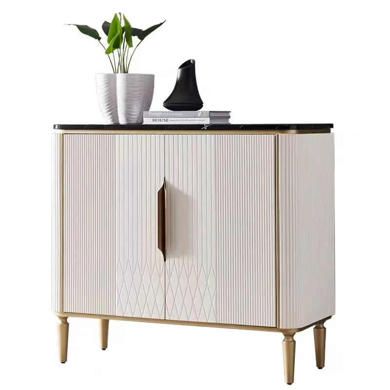

European light luxury door cabinet, living room entry marble double door decorative cabinet, white dining room side cabinet,