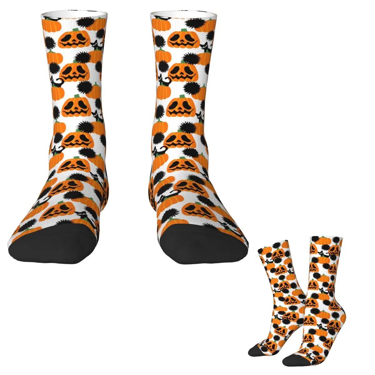 Halloween Pumpkins Pattern Stockings Unisex Men Socks Soft Breathable Korean Socks Autumn Outdoor Sports Non-Slip Printed Socks