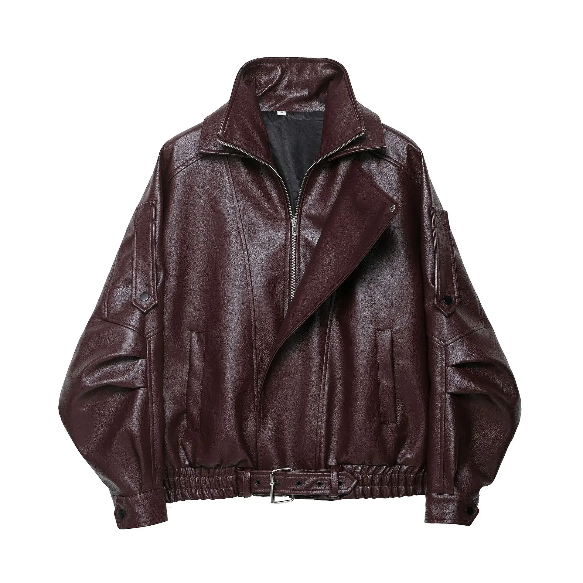 

ZBZA Woman's Cropped Jacket Vintage Lapel Zipper Button Long Sleeves Pocket Solid Color Jacket Coat High Street Autumn Chic Top