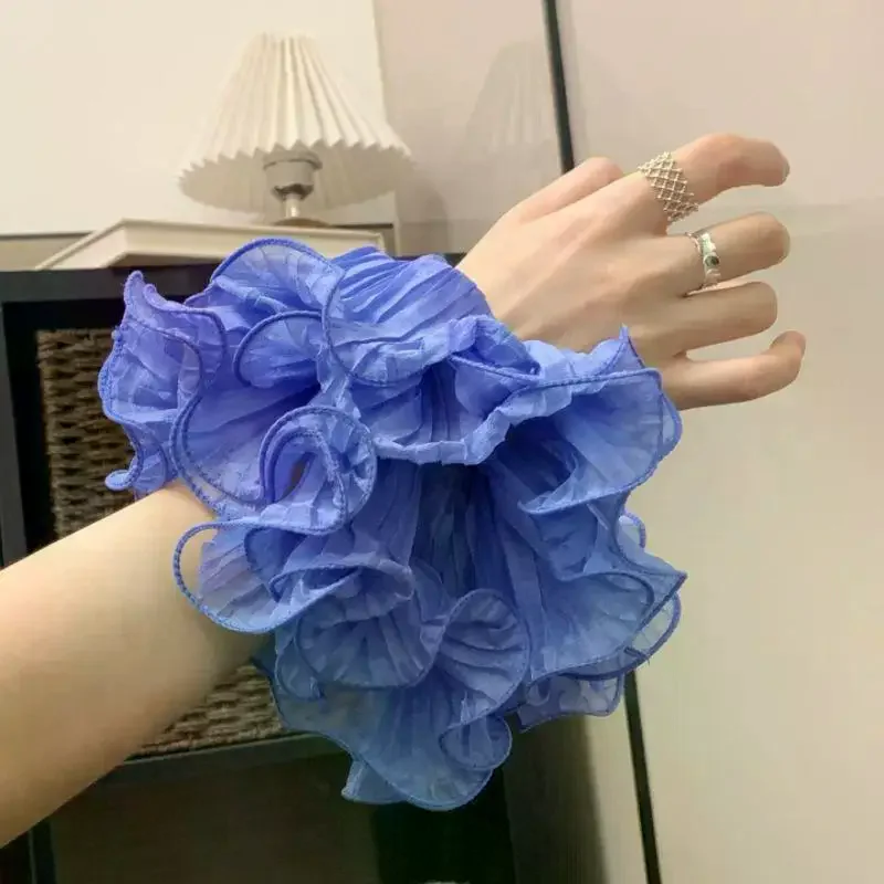 

Большая корейская двухслойная резинка для волос с рюшами — красивый аксессуар для волос для женщин и девочек