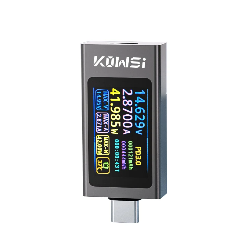 KWS-X1 4V-30V 12A Typ-C Tester Voltmeter Amperemeter TYPE-C Schnellladungserkennung Auslöser Kapazitätsmessung Rippelmessung