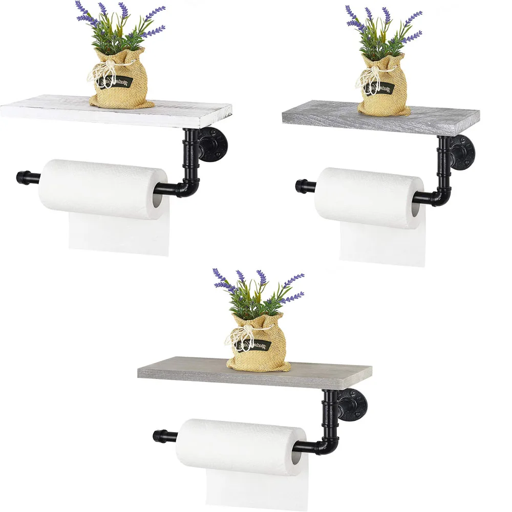 Industrial wall mounted pipeline with shelf tissue holder, suitable for kitchens, bathrooms, and washrooms