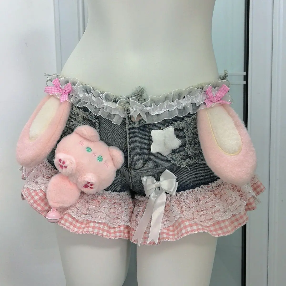 Niche Designer Handmade Hot Girl Cute Tight Denim Super Short Shorts
