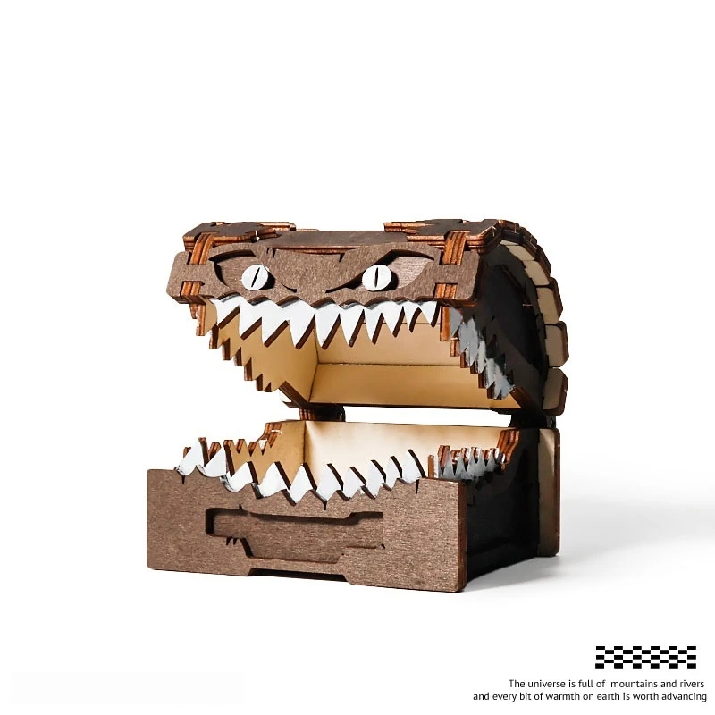 Monster Treasure Chest Organizer Dungeons & Dragons Game Figures Wooden Mimic Figure Creative Crafts Ornament Home Decoration