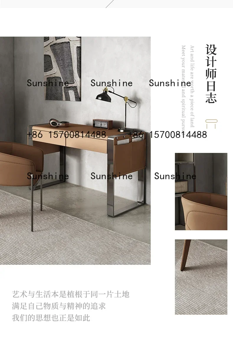 

Saddle leather bedside desk Modern simple computer deskT