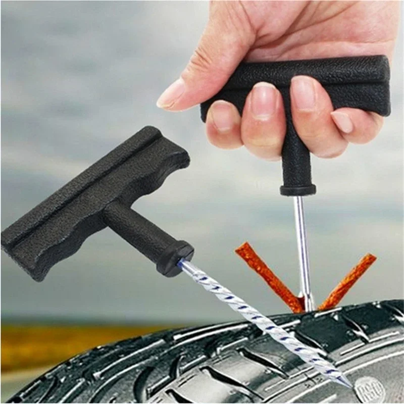 Car Tire Repair Tool Kit with Rubber Strips Tubeless Tyre Puncture Studding Plug Set Motorcycle Truck Vacuum Tire Repair Tool