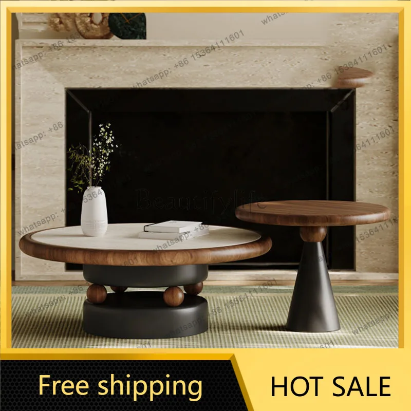 XX.Modern Luxury Coffee Table Living Room Designer Simple Clear Round Unique Side Table Italian Aesthetic Meubles Home Furniture